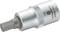 Silver socket bit adaptor with hexagonal drive, marked 'TOOLCRAFT HW8 CR-V', for use with specialised bits.