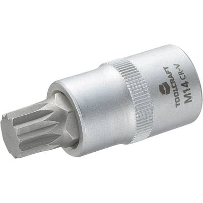 M14 Bit Socket with Metal Finish. Marked with 'TOOLCRAFT M14 CR-V'. Suitable for general mechanical applications.