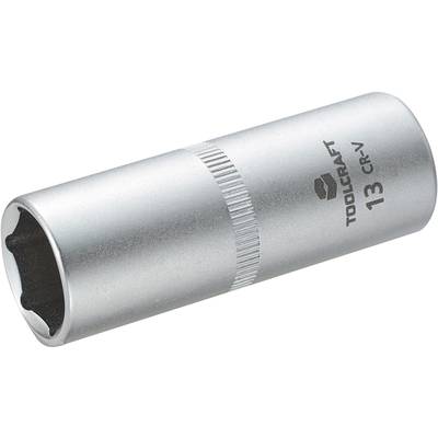 Socket attachment with the inscription 'Toolcraft 13 CR-V', silver-coloured, cylindrical shape, suitable for screw applications.