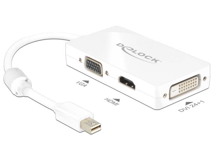 Delock 62630 DisplayPort / VGA / HDMI / DVI Adapter [1x Mini DisplayPort plug - 1x VGA socket, HDMI socket, DVI socket 2-2