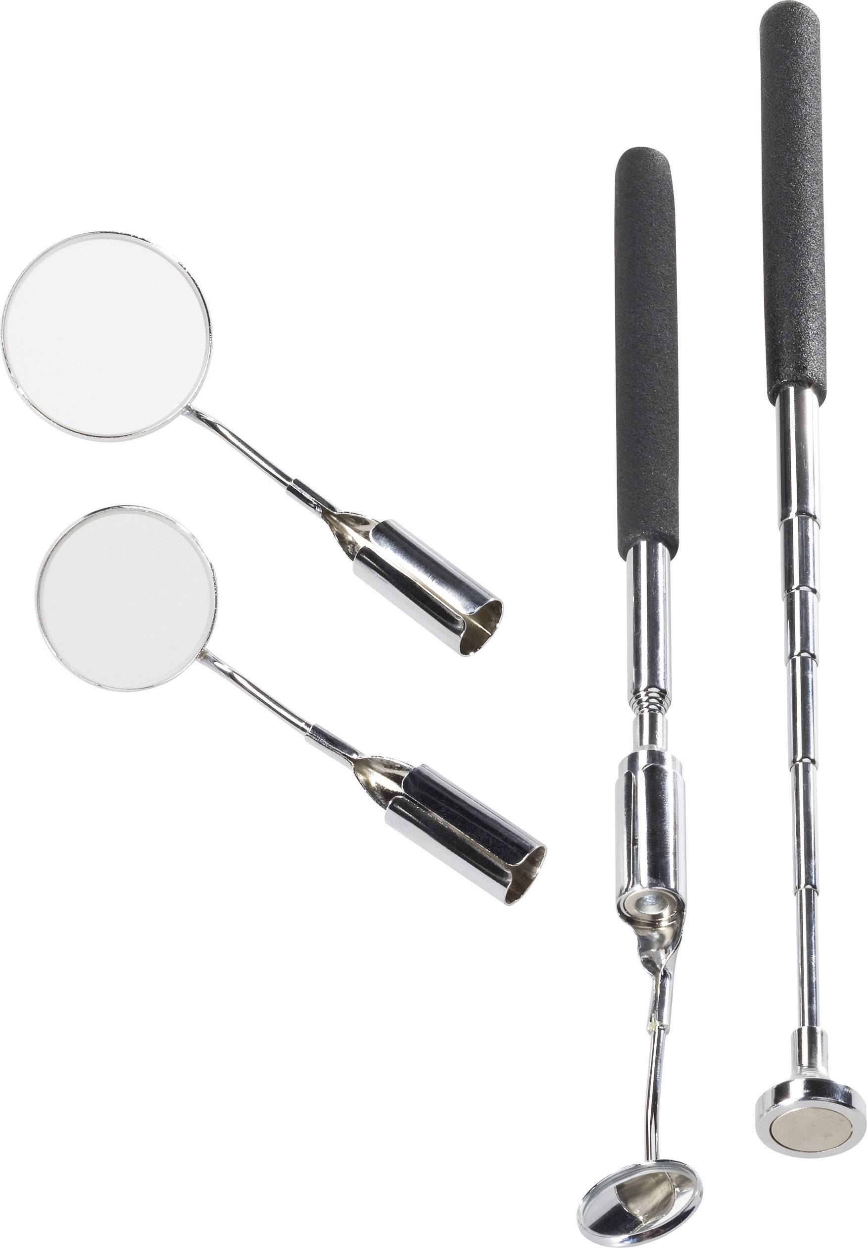 Two telescopic mirrors with black handles; one extended, one folded. Used for inspecting hard-to-reach areas.