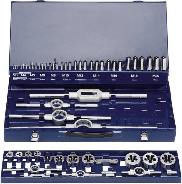 Eventus by Exact 10723 Tap tool kit 54-piece HSS metric M3, M4, M5, M6, M8, M10, M12, M14, M16, M18, M20