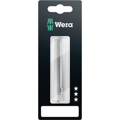 Packaging containing a Wera screwdriver bit, heat-sealed in a plastic case. Three stars on the underside of the packaging.