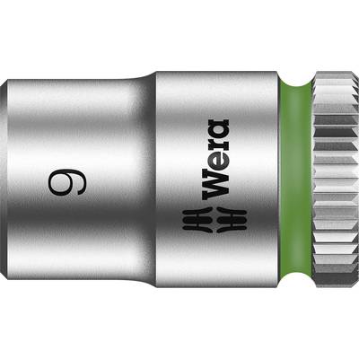 Socket bit insert, 9 mm size, Wera brand, silver with green accent, for hand tools.