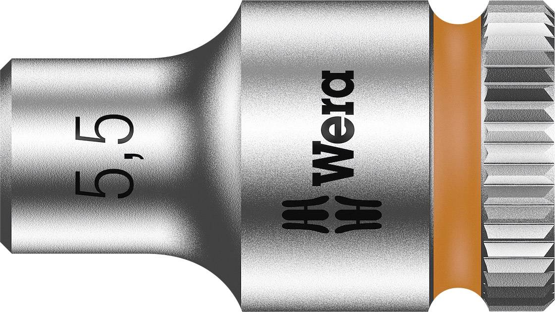 Socket bit in silver and orange, marked with '5.5' and 'Wera'.