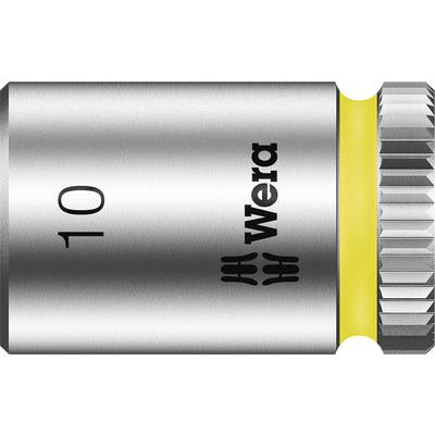 Metal socket with yellow ring and knurling, size 10, Wera brand.