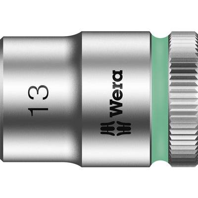 Metal socket head with '13' and 'Wera' logo, green marking on the edge. Suitable for screw work on machinery.