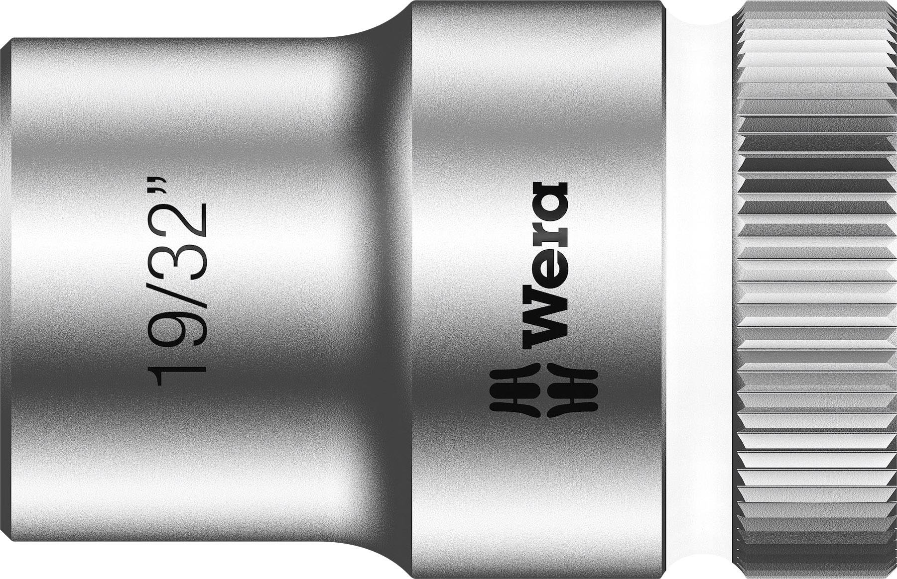 Metal socket by Wera with '19/32' marked on the side. The surface is silver-coloured and slightly glossy.