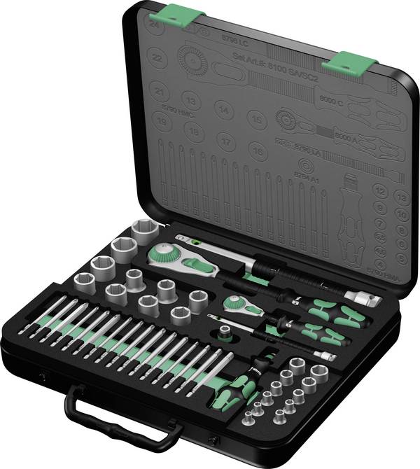 Wera 8100 SA/SC 2 Zyklop Bit set Metric 1/4" (6.3 mm), 1/2" (12.5 mm) 43-piece 05160785001