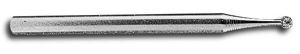 Metal drill with a cylindrical shaft and a round, diamond-tipped point, commonly used in dentistry or metalworking.