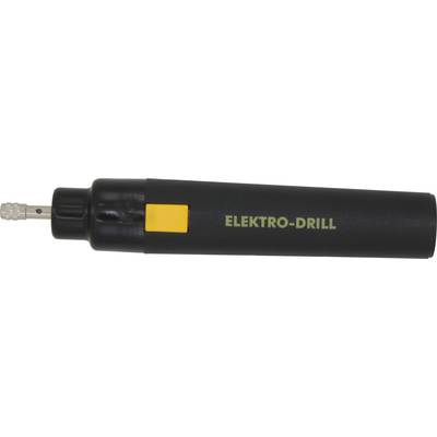 An electric drill with a yellow switch and the inscription 'ELEKTRO-DRILL' on the casing.