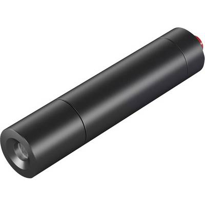 Black cylindrical laser pointer with a red button at the end.