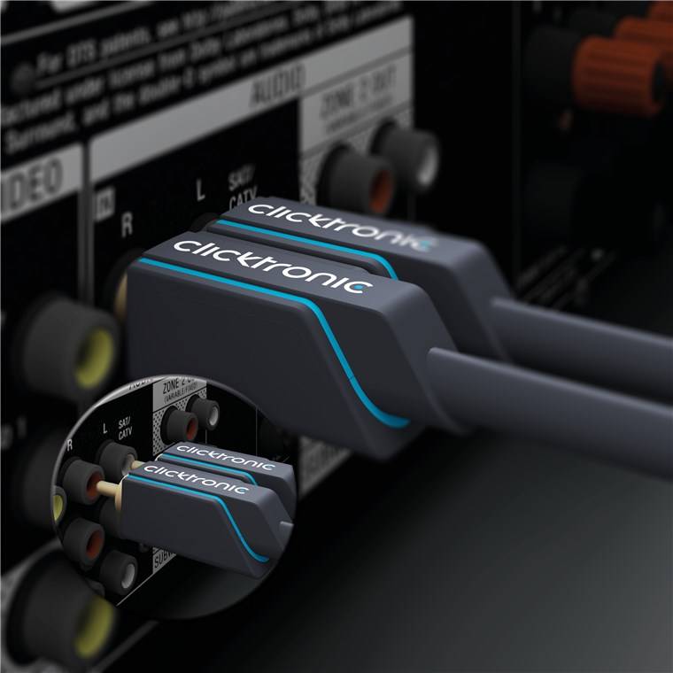 clicktronic 70380 RCA stereo (R/L) Audio/phono Cable [2x RCA plug (phono) - 2x RCA plug (phono)] 3 m Grey OFC core-1