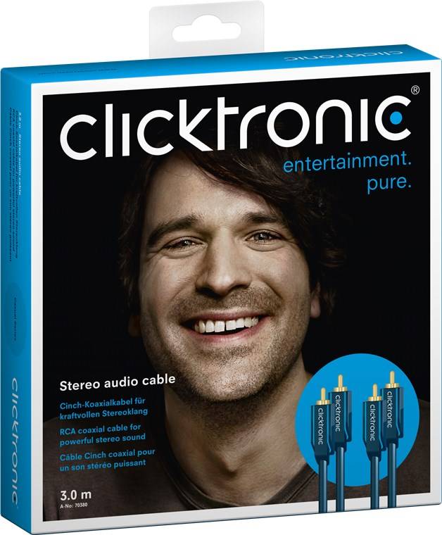 clicktronic 70380 RCA stereo (R/L) Audio/phono Cable [2x RCA plug (phono) - 2x RCA plug (phono)] 3 m Grey OFC core-5