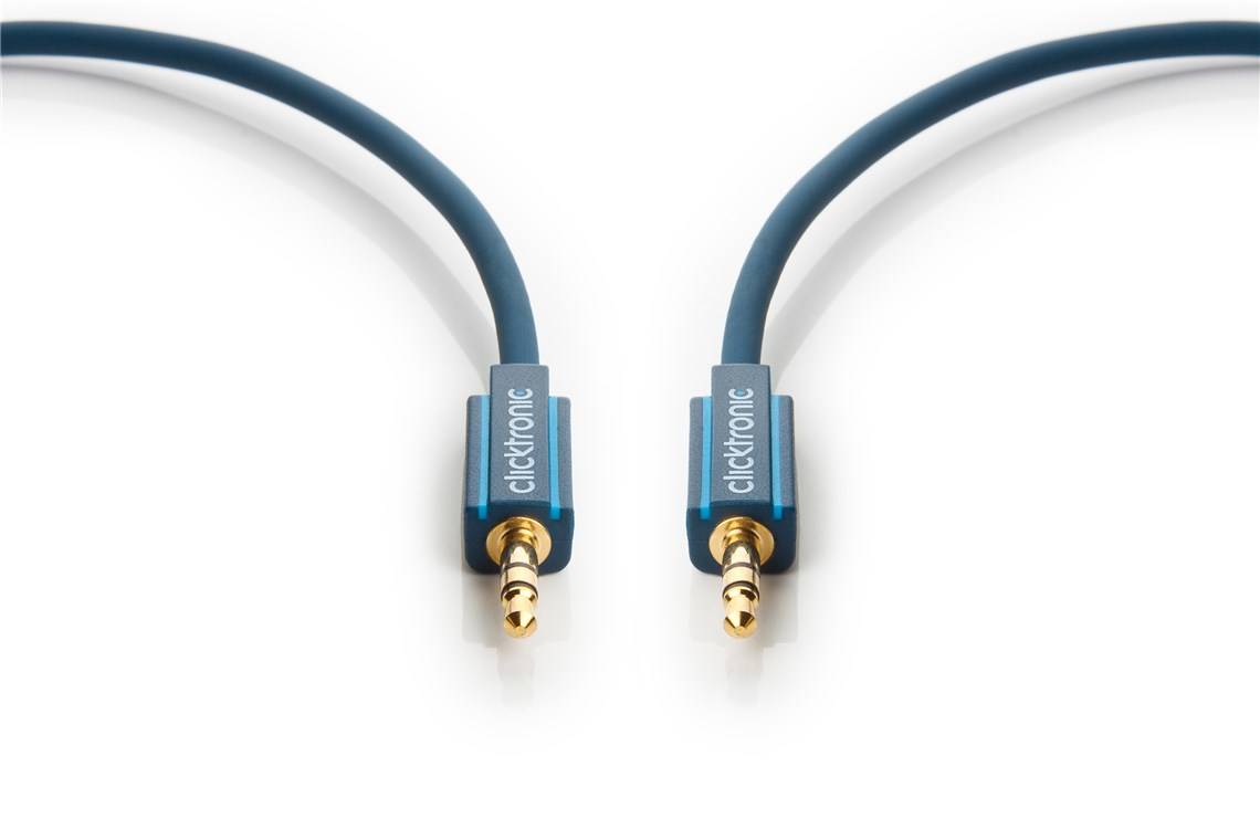 clicktronic 70476 Jack Audio/phono Cable [1x Jack plug 3.5 mm - 1x Jack plug 3.5 mm] 1 m Grey OFC core-1