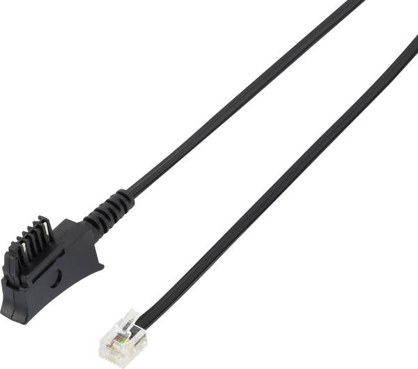 Basetech Phone Cable [1x Landline plug (Austria, TDO) 1x RJ11 6p4c plug] 3.00 m Black