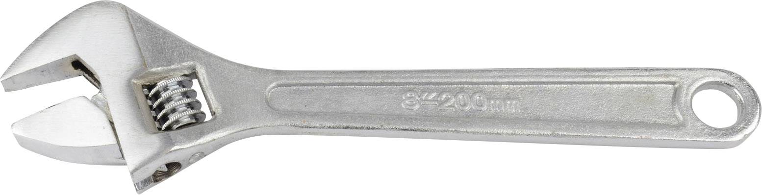 Adjustable metal spanner with a scale from 0 to 30 mm on the handle, lying against a white background.