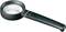 A black magnifying glass with a long handle, suitable for magnifying smaller objects.