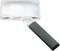 Rectangular magnifying glass with a black handle, suitable for enlarging text or small objects.