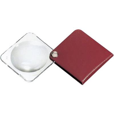 Magnifying glass with red leather case, suitable for travelling.