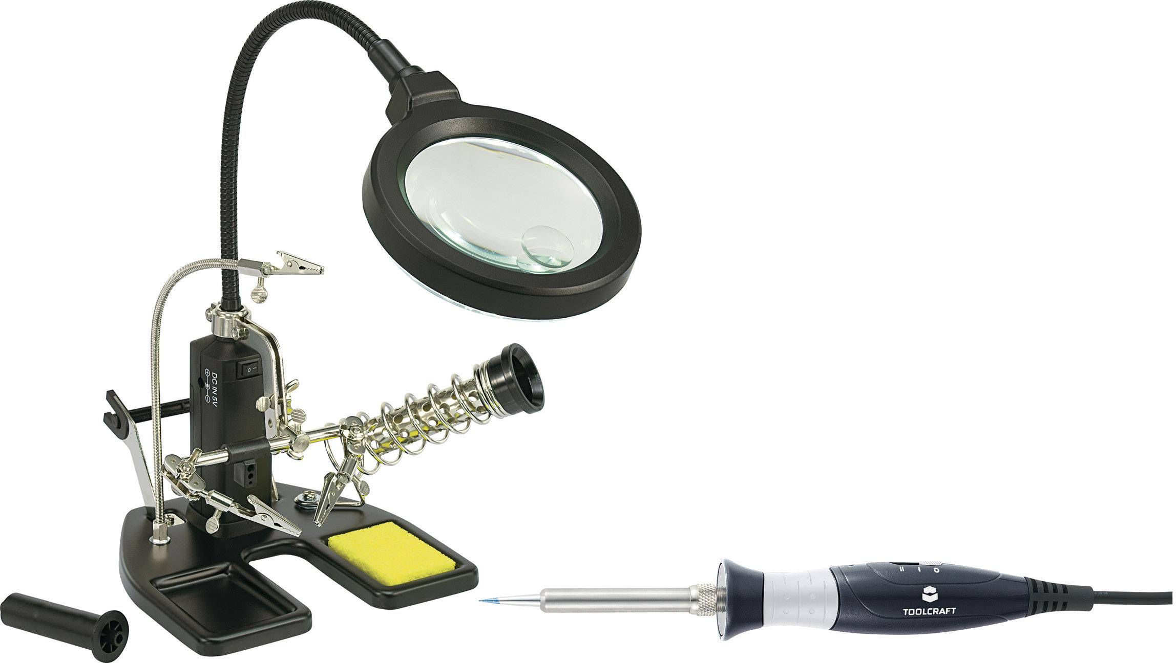 Toolcraft Led Magnifying Lamp With Soldering Iron 95 25 Mm