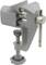 Grey table vice with screw mechanism, suitable for securing objects to a workbench.