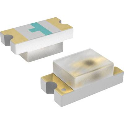Two white SMD fuses with gold-plated terminals and a green T-print, used in electronic devices.