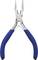 A pair of long-nose pliers with blue handles.