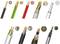 Various types of electrical cables, each with a cross-sectional view, showing different internal structures and colours.