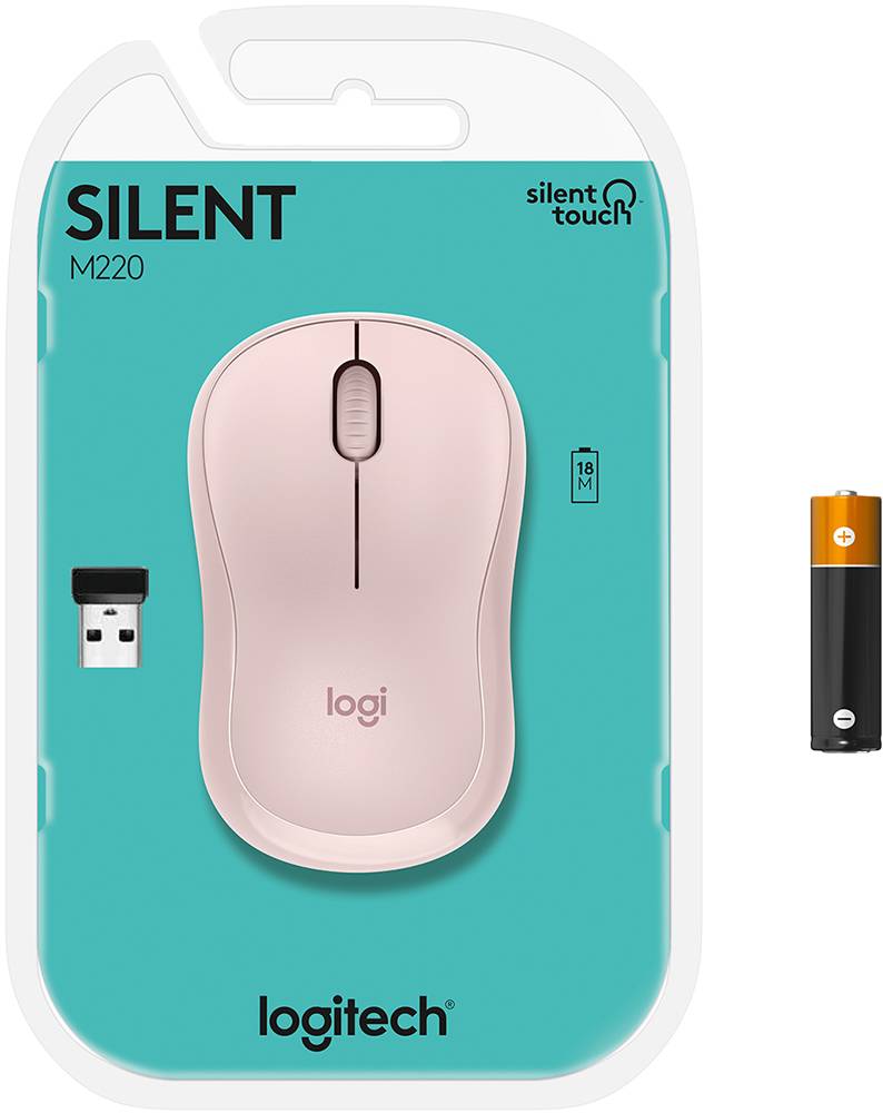 Logitech M220 Silent Mouse Radio Optical Pink 3 Buttons 1000 dpi-2