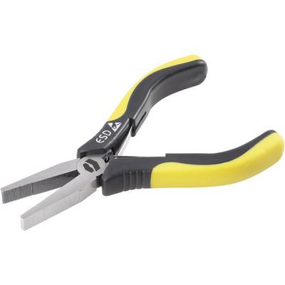 Yellow and black anti-static flat-nose pliers, suitable for precise electronic work.