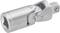 Metallic universal joint adapter with square drive, used for connecting sockets at various angles.