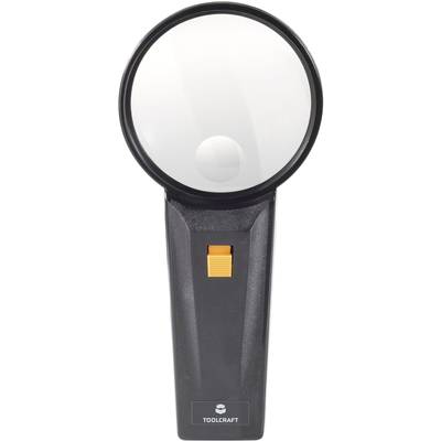 TOOLCRAFT 821031 821031 Handheld magnifier incl. LED lighting Magnification: 2 x, 4 x Lens size: (Ø) 75 mm  