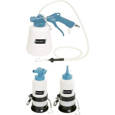 Air blowgun and two bottles with blue caps and hose. Marking 'Hazet'. Used for cleaning.
