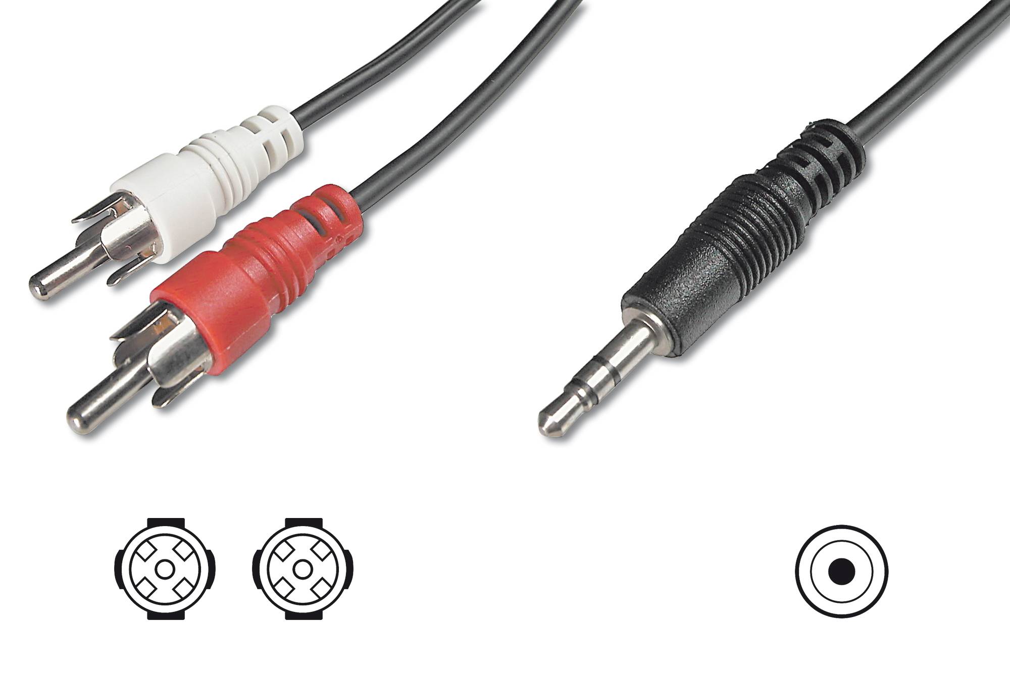 Digitus AK-510300-050-S Jack / RCA Audio/phono Cable [1x Jack plug 3.5 mm - 2x RCA plug (phono)] 5.00 m Black Single shi-3