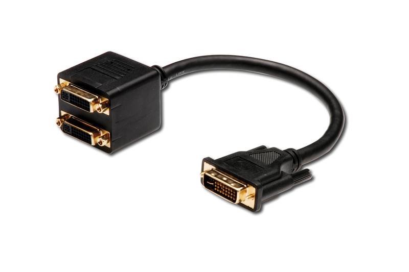 Digitus DVI Y cable DVI-I 24+5-pin plug, DVI-I 24+5-pin socket 0.20 m Black AK-320401-002-S DVI cable-3