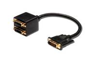 Digitus DVI Y cable DVI-I 24+5-pin plug, DVI-I 24+5-pin socket 0.20 m Black AK-320401-002-S DVI cable-4