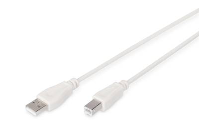 Digitus USB cable USB 2.0 USB-A plug, USB-B plug 5.00 m Beige Round, double shielding AK-300105-050-E-4