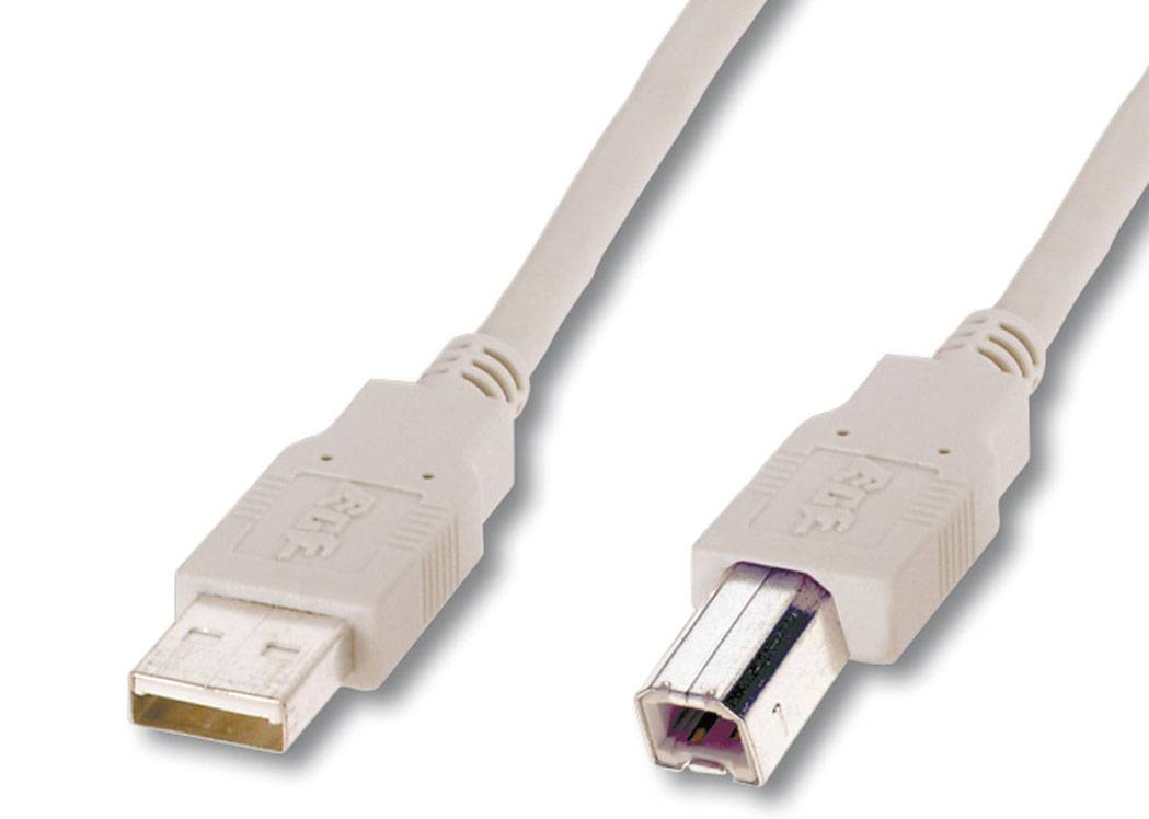 Digitus USB cable USB 2.0 USB-A plug, USB-B plug 5.00 m Beige Round, double shielding AK-300105-050-E-6