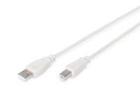Digitus USB cable USB 2.0 USB-A plug, USB-B plug 5.00 m Beige Round, double shielding AK-300105-050-E-7
