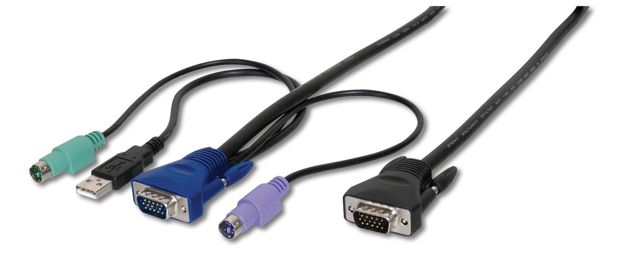 ASSMANN WSW KVM Cable [2x PS/2 plug, VGA plug, USB 2.0 connector A - 1x VGA plug] 1.80 m Black-3
