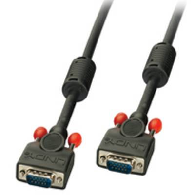 LINDY VGA Cable VGA 15-pin plug, VGA 15-pin plug 7.50 m Black 36376 incl. ferrite core VGA cable-4