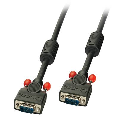 LINDY VGA Cable VGA 15-pin plug, VGA 15-pin plug 7.50 m Black 36376 incl. ferrite core VGA cable-5