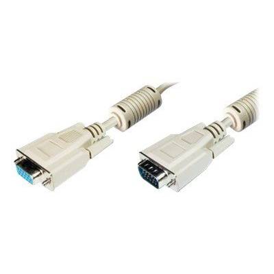 Digitus VGA Cable extension VGA 15-pin plug, VGA 15-pin socket 5.00 m Grey AK-310203-050-E screwable, incl. ferrite core-2