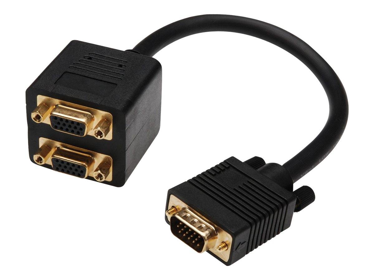 Digitus VGA Y cable VGA 15-pin plug, VGA 15-pin socket, VGA 15-pin socket 0.20 m Black AK-310400-002-S VGA cable-4