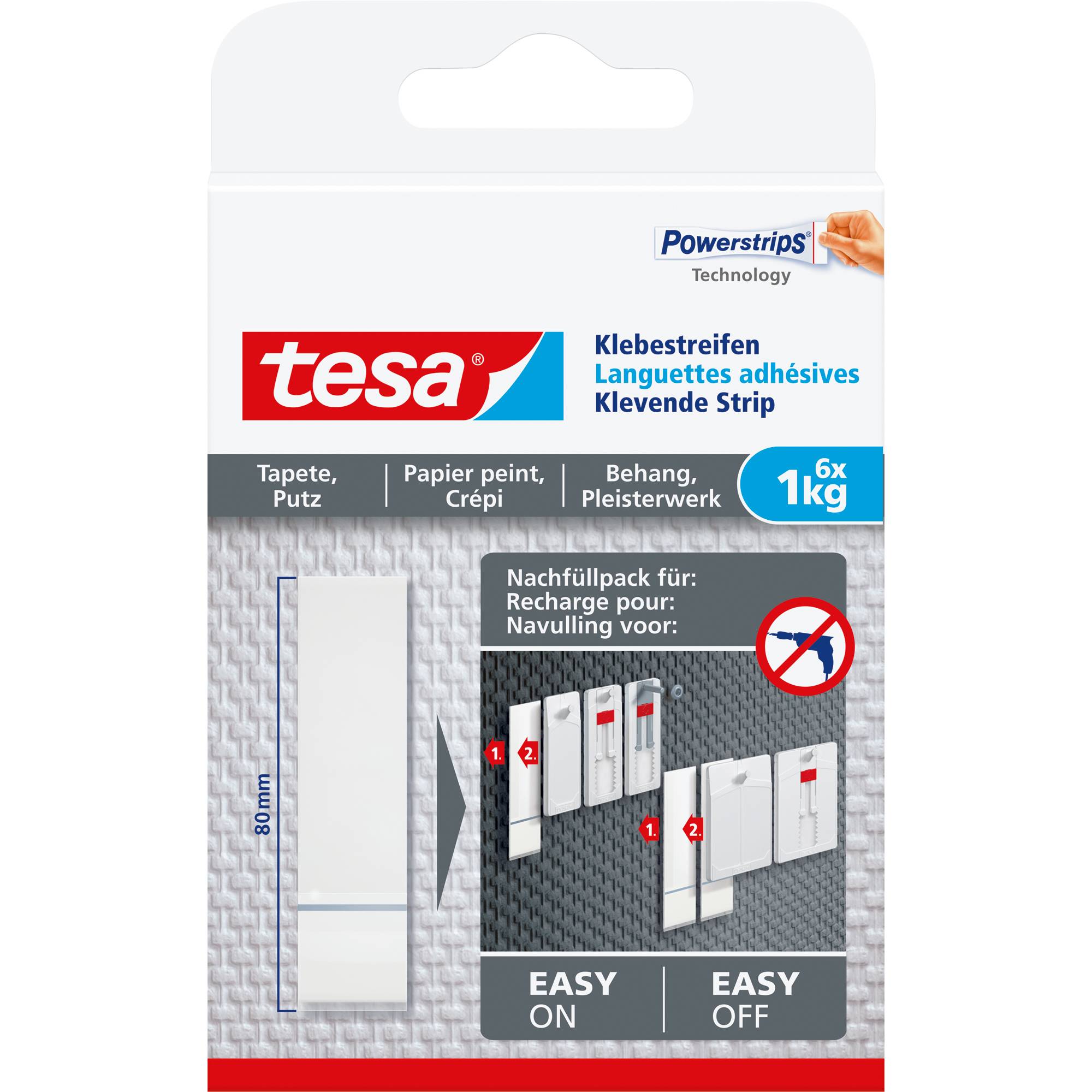 Removable up to 0.5 kg Self-Adhesive tesa Ceiling Hooks with Powerstrips Set of 4 