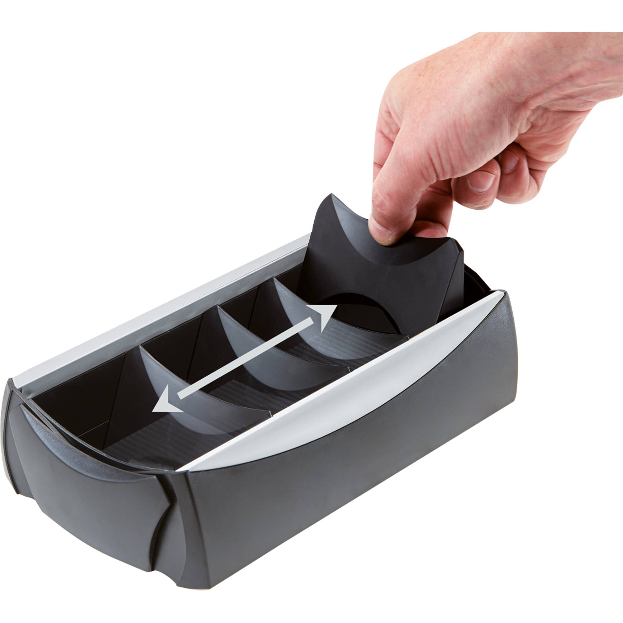 HAN 2000-13 VIP Business card box 500 cards (W x H x D) 120 x 80 x 245 mm Black, Light grey Polystyrene-2