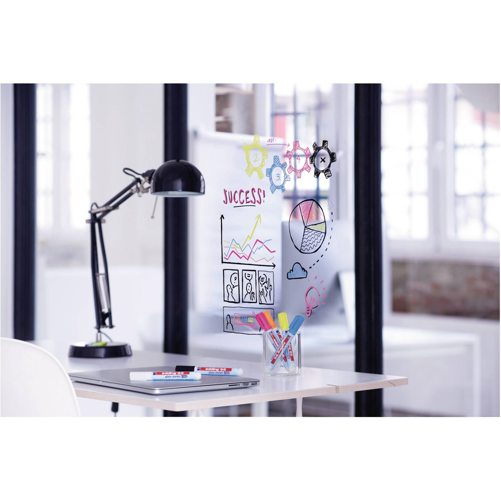 Edding 95 4-95-4-999 Glass marker Light blue, Orange, Pink, Black 1.5 mm, 3 mm-1