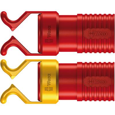 Two isolated VDE screwdrivers by Wera in red and yellow, ergonomically shaped for safe working on live parts.
