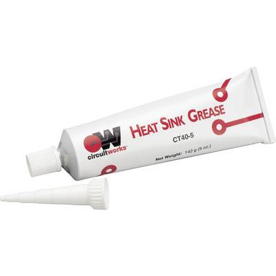 Tube of heat sink compound 'Heat Sink Grease' by Circuitworks, Model CT40-5. Contains 5 ounces. With removable nozzle.